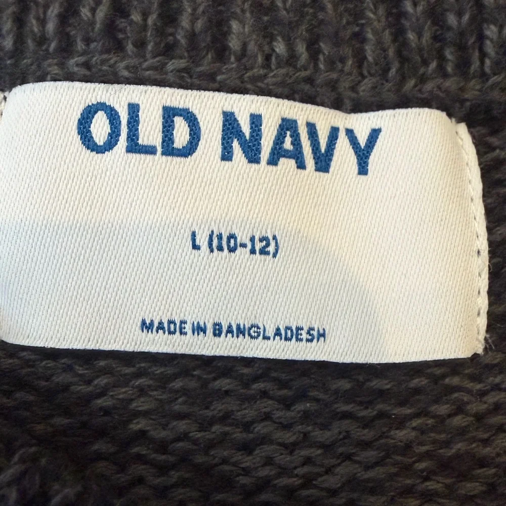 Old Navy Chunky Charcoal Grey Cable Knit Sweater Boys‎ Youth Large 10-12 NWT